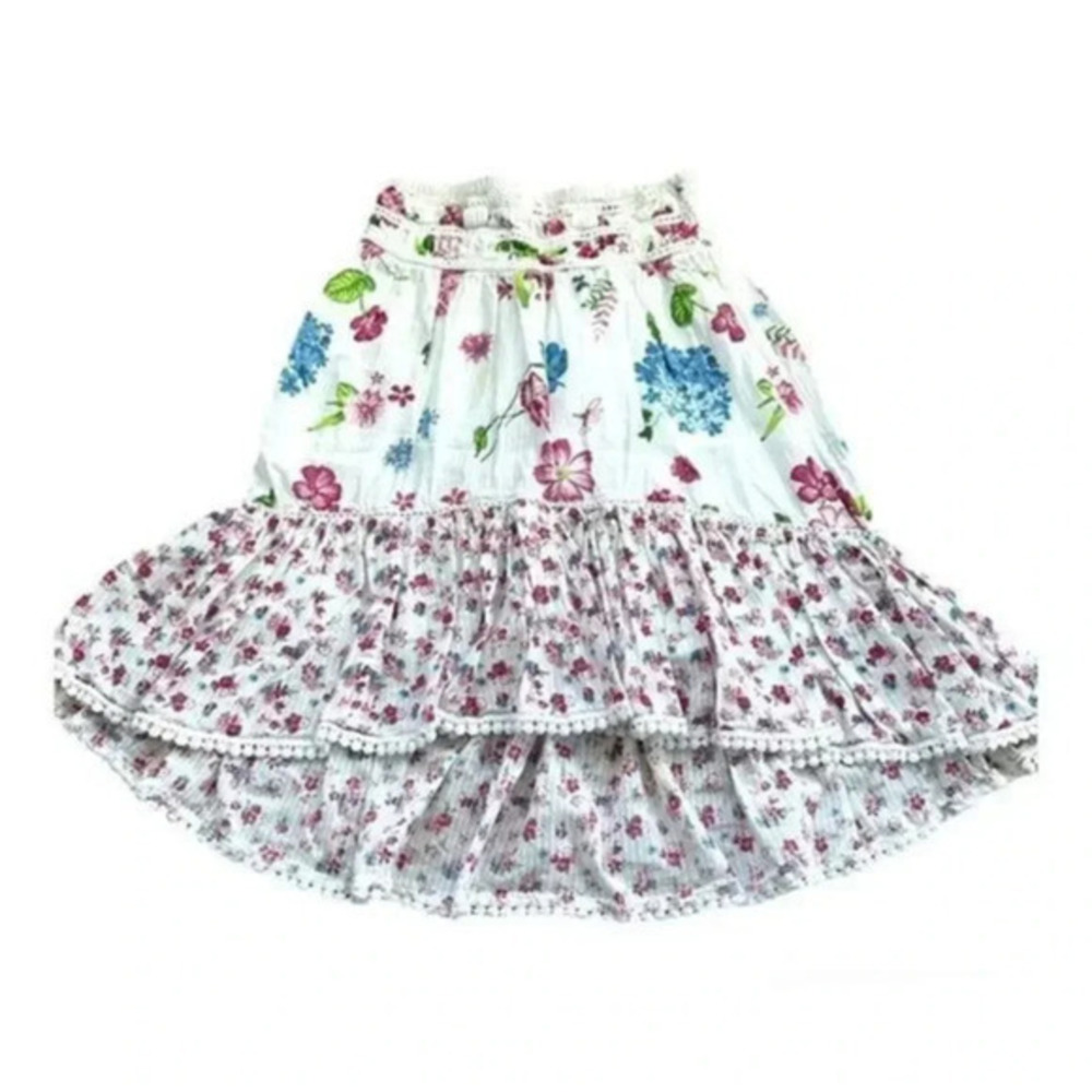 Pumpkin Patch hi-low floral print smocked waist skirt size 8yo preloved